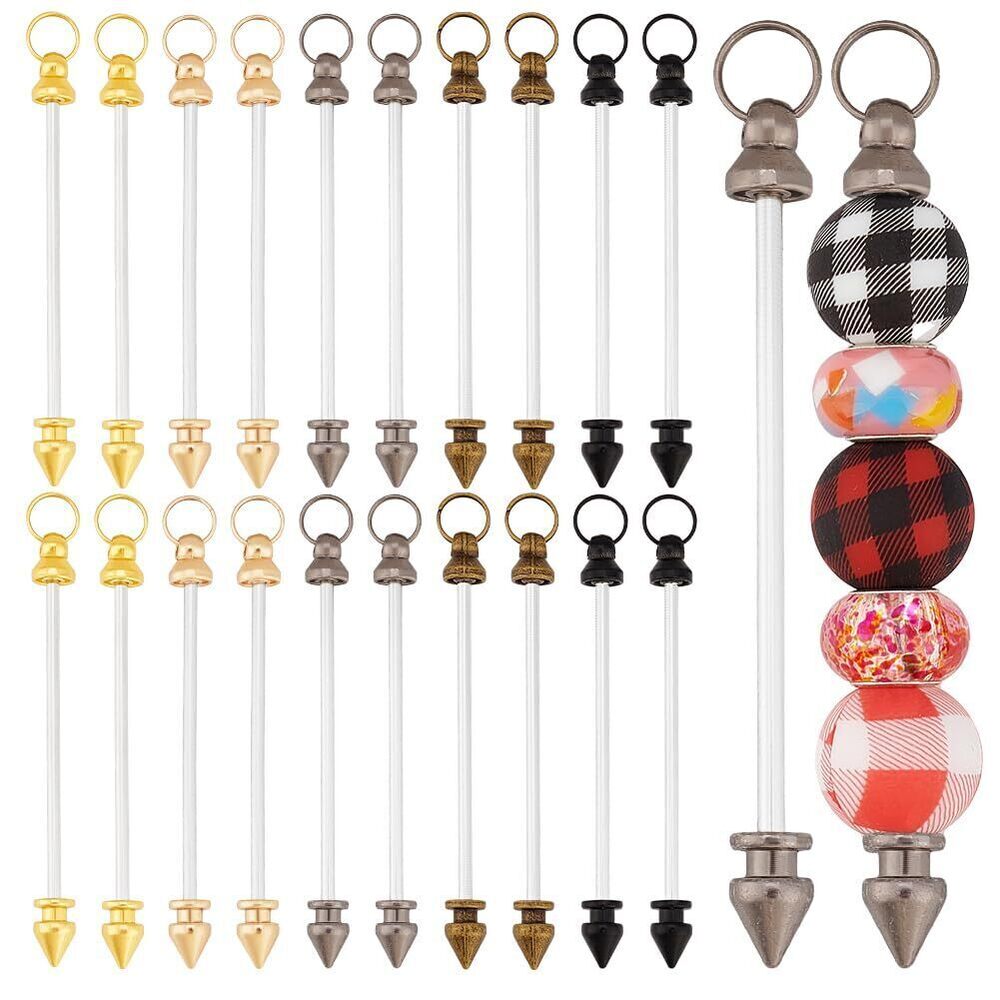 8857 30pcs 5 colors Beadable Keychian Bars for 2.5mm Hole Beads Short Blank